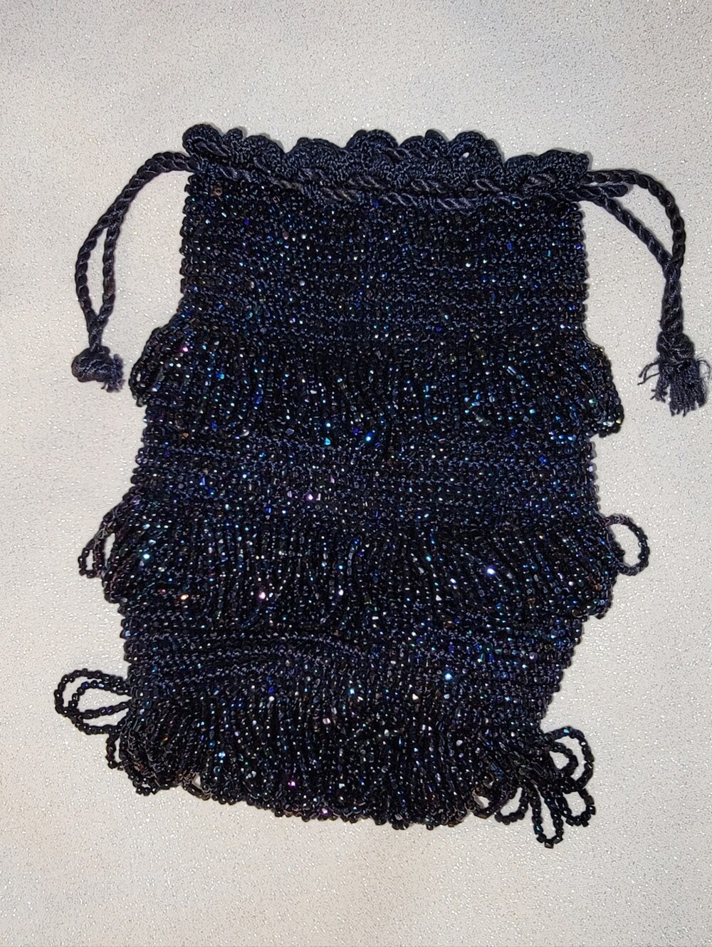 Vintage Iridescent Navy Beaded Bag